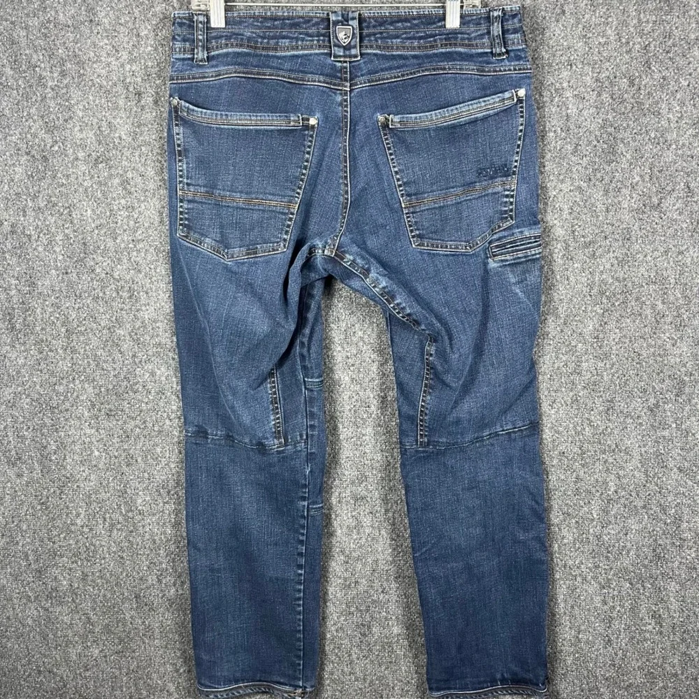 KUHL Rydr Jean Men 34x30 Dark Blue Stretch Denim Articulated Knee Hiking Pants